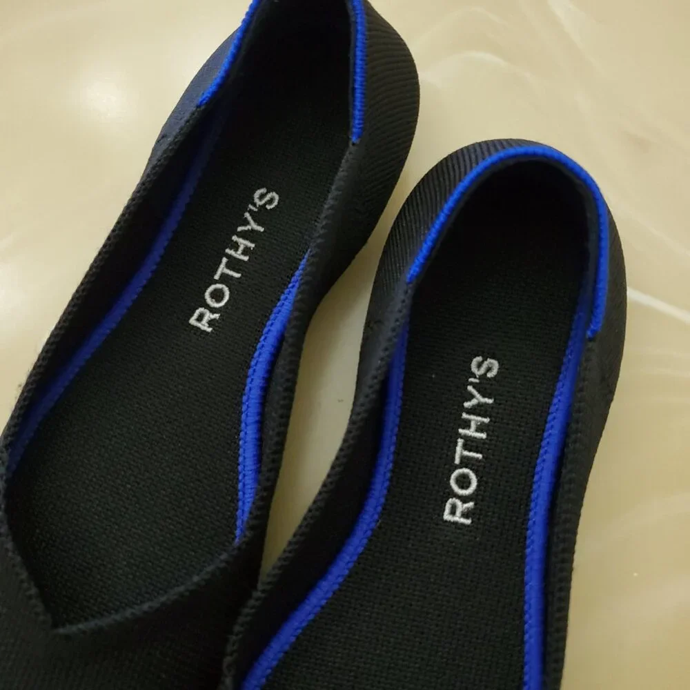 Rothy's The Flat Round Toe In Black Women's Slip On Shoes Size 7